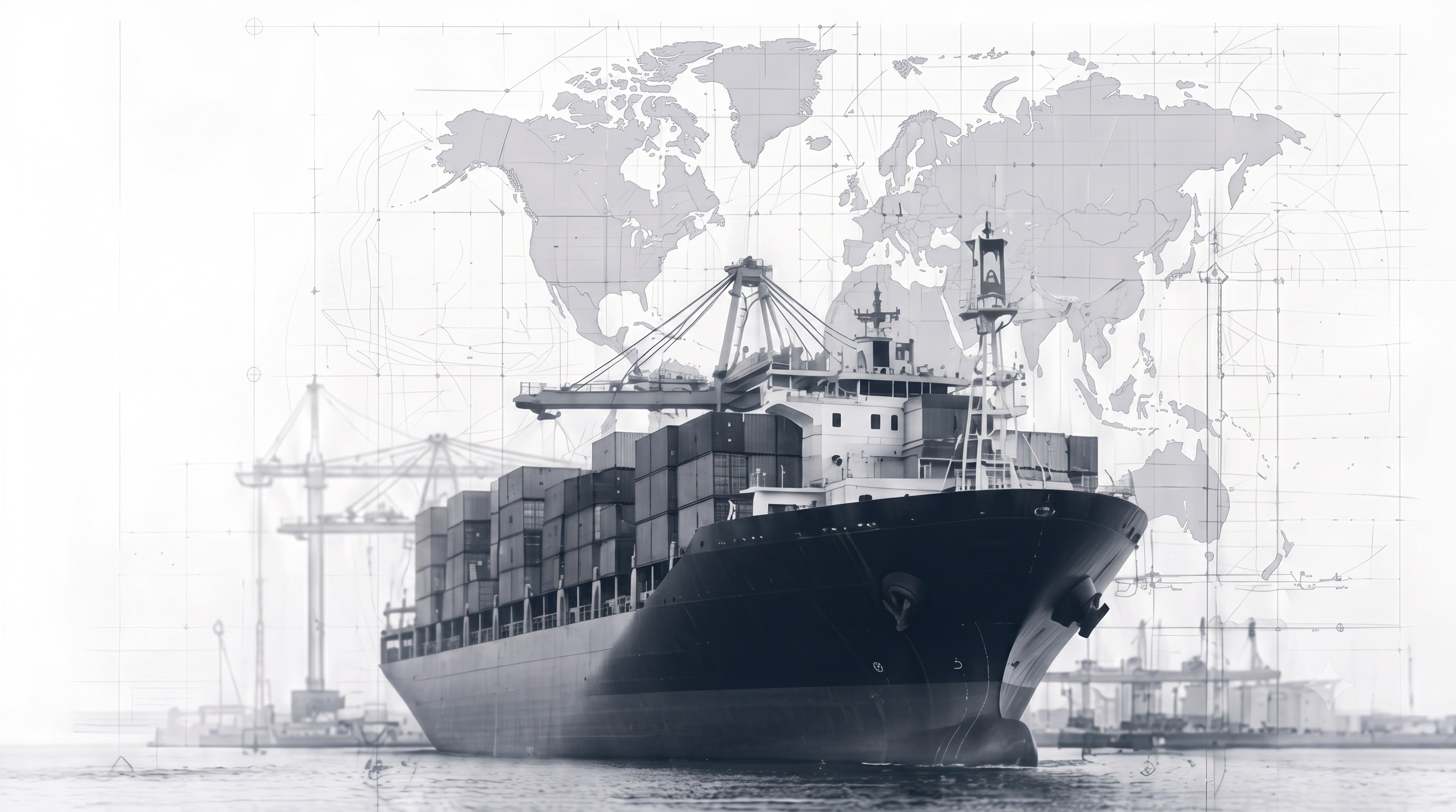 Cargo ship loaded with containers, representing global trade and logistics